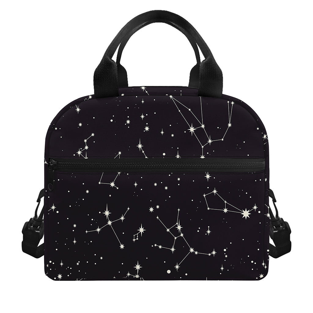 Black And White Zodiac Stars Print Insulated Lunch Bag