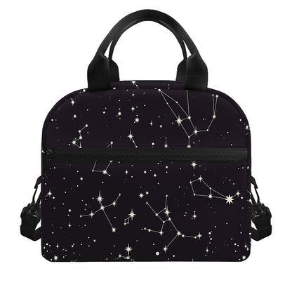 Black And White Zodiac Stars Print Insulated Lunch Bag