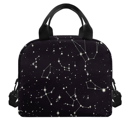 Black And White Zodiac Stars Print Insulated Lunch Bag