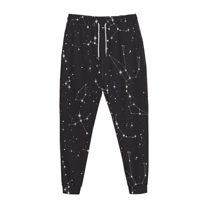 Black And White Zodiac Stars Print Jogger Pants