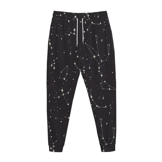 Black And White Zodiac Stars Print Jogger Pants