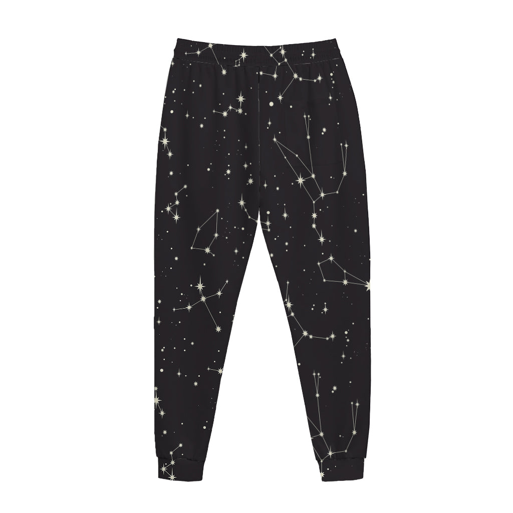 Black And White Zodiac Stars Print Jogger Pants