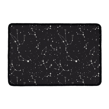 Black And White Zodiac Stars Print Kitchen Mat