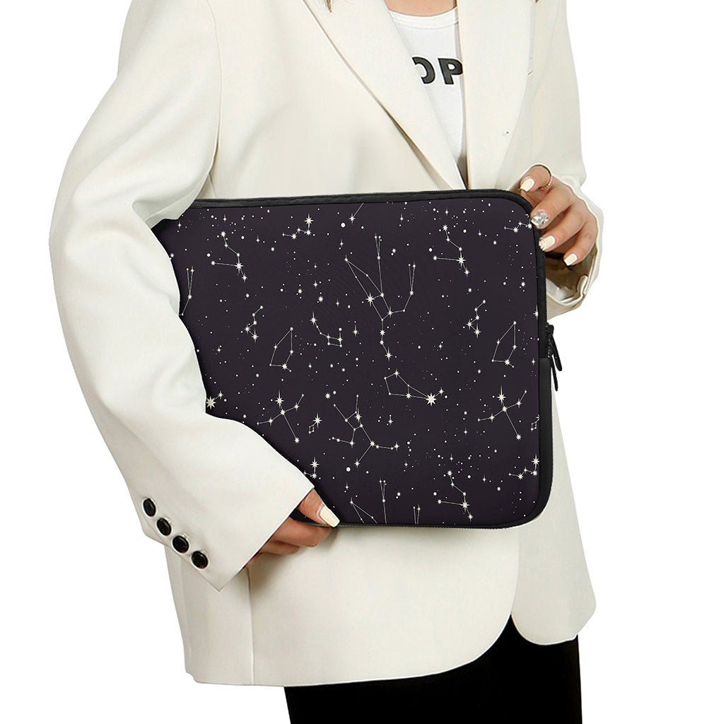 Black And White Zodiac Stars Print Laptop Sleeve