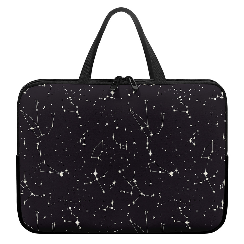 Black And White Zodiac Stars Print Laptop Sleeve With Handle