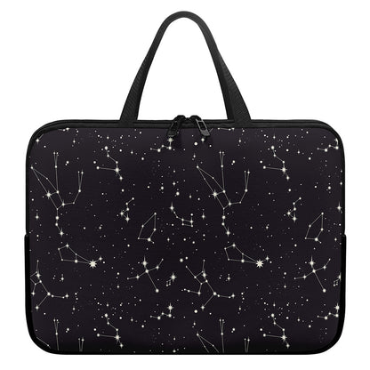 Black And White Zodiac Stars Print Laptop Sleeve With Handle