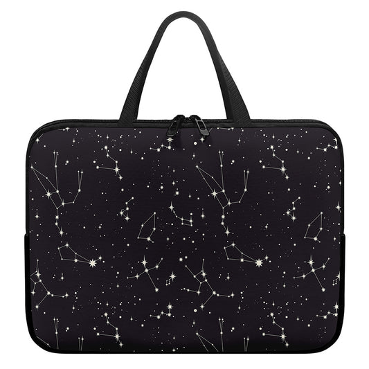 Black And White Zodiac Stars Print Laptop Sleeve With Handle