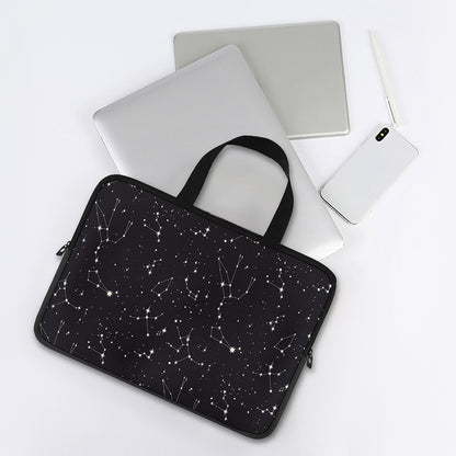 Black And White Zodiac Stars Print Laptop Sleeve With Handle