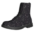 Black And White Zodiac Stars Print Lace-Up Boots