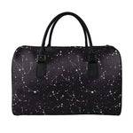 Black And White Zodiac Stars Print Leather Duffle Bag