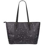 Black And White Zodiac Stars Print Leather Tote Bag