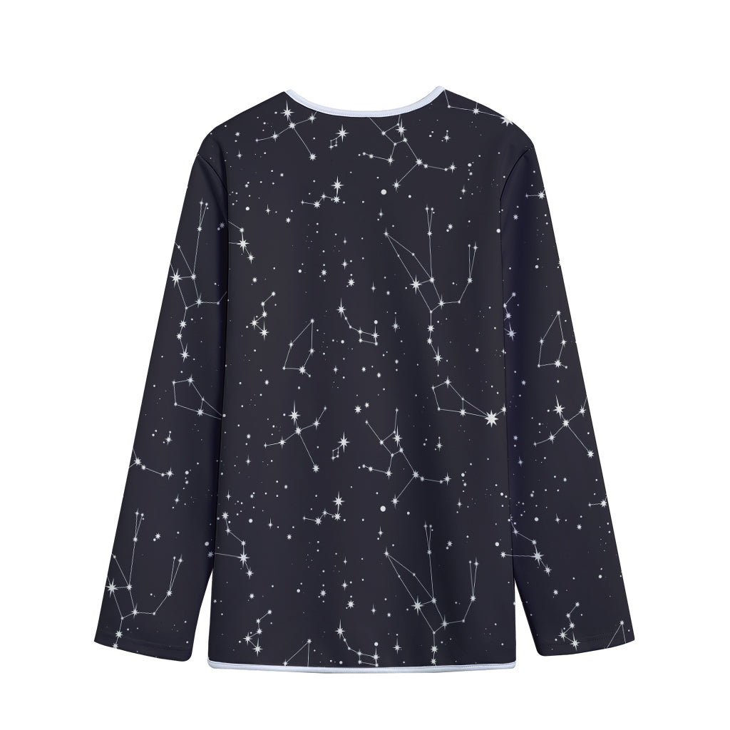 Black And White Zodiac Stars Print Long Sleeve Short Coat