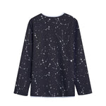 Black And White Zodiac Stars Print Long Sleeve Short Coat