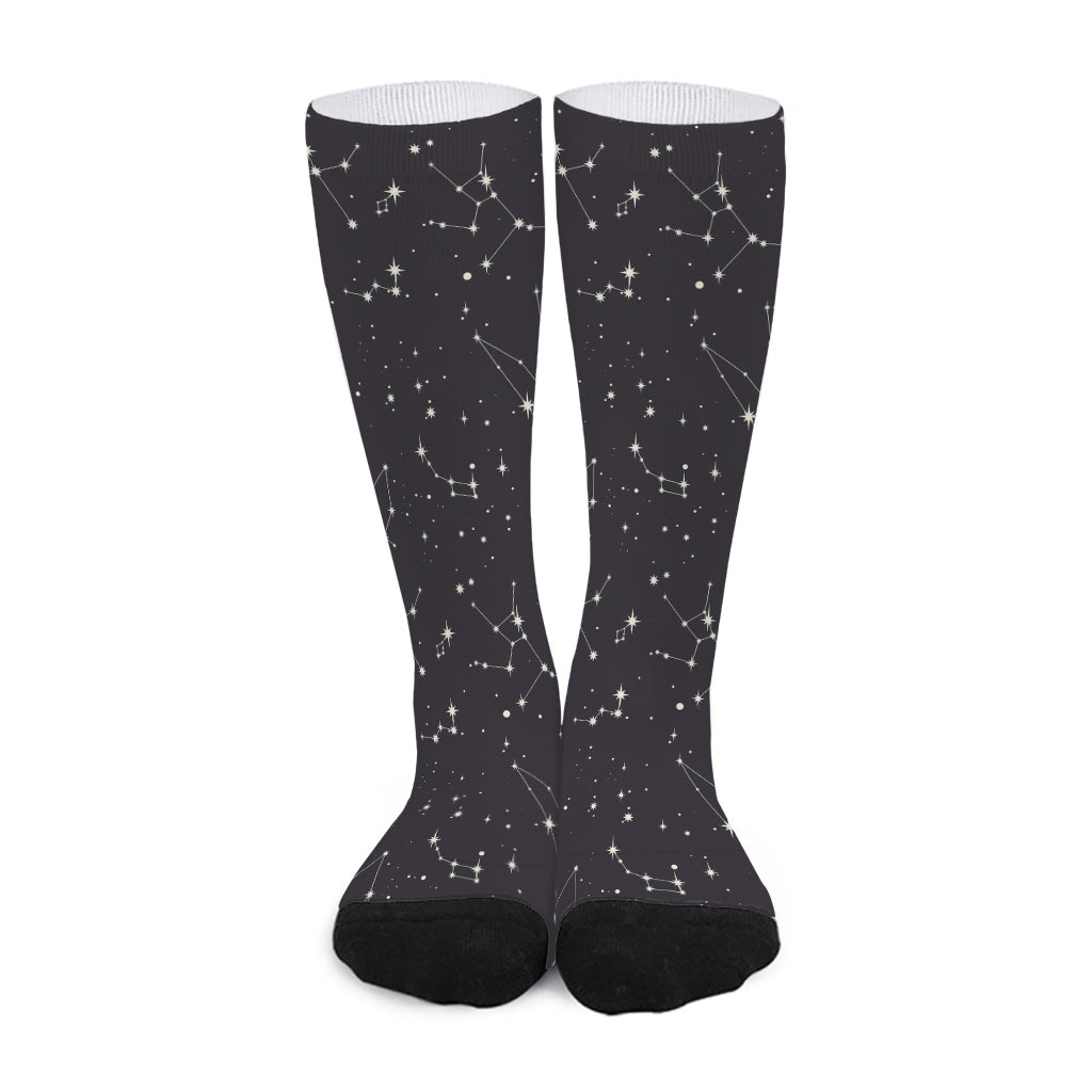 Black And White Zodiac Stars Print Long Socks