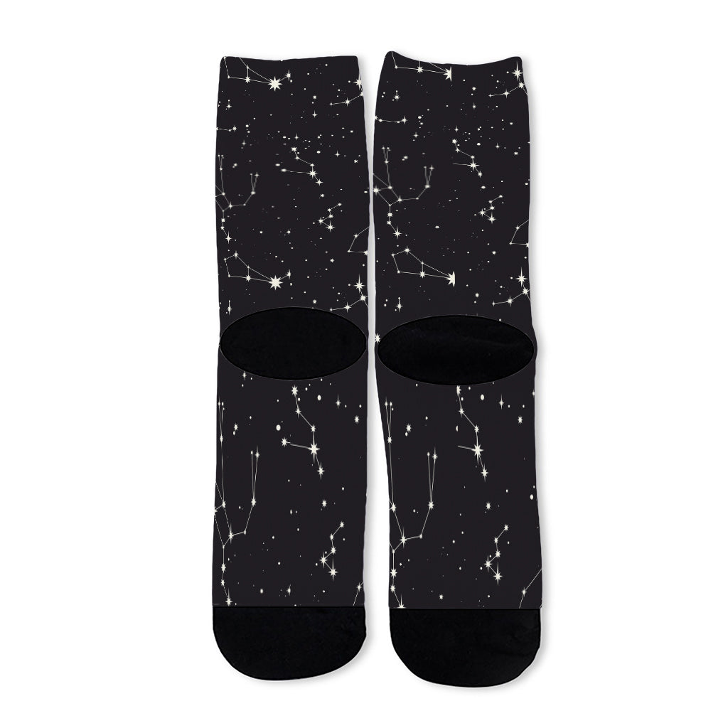Black And White Zodiac Stars Print Long Socks