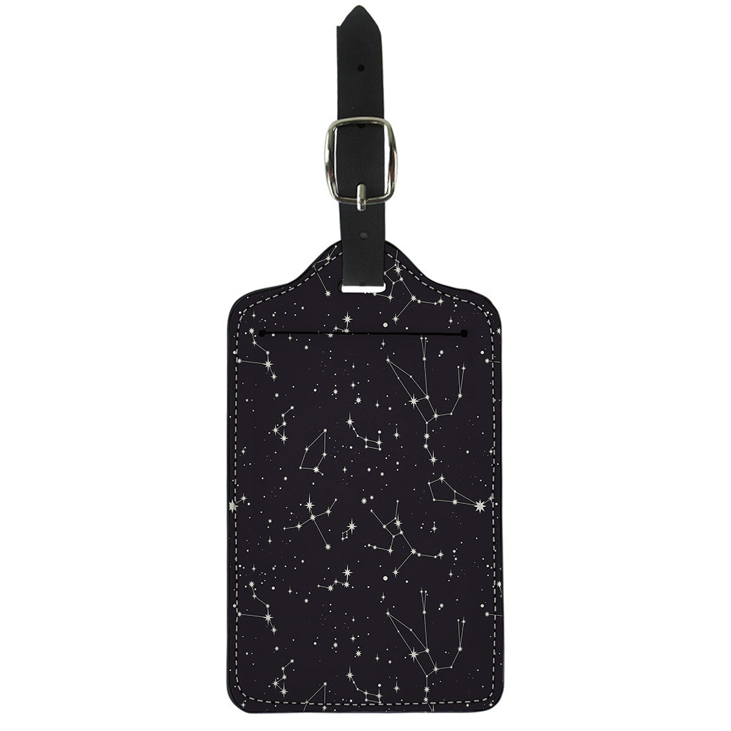 Black And White Zodiac Stars Print Luggage Tag