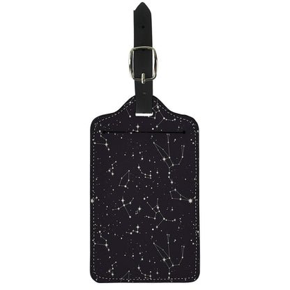 Black And White Zodiac Stars Print Luggage Tag