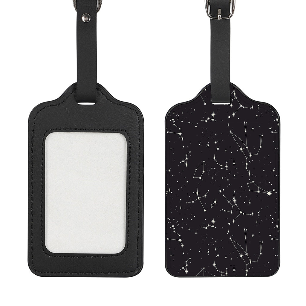 Black And White Zodiac Stars Print Luggage Tag