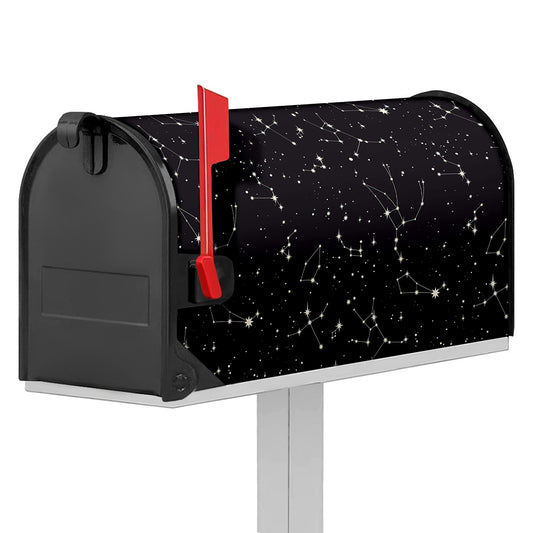 Black And White Zodiac Stars Print Mailbox Cover