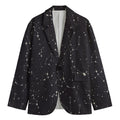 Black And White Zodiac Stars Print Men's Cotton Blazer