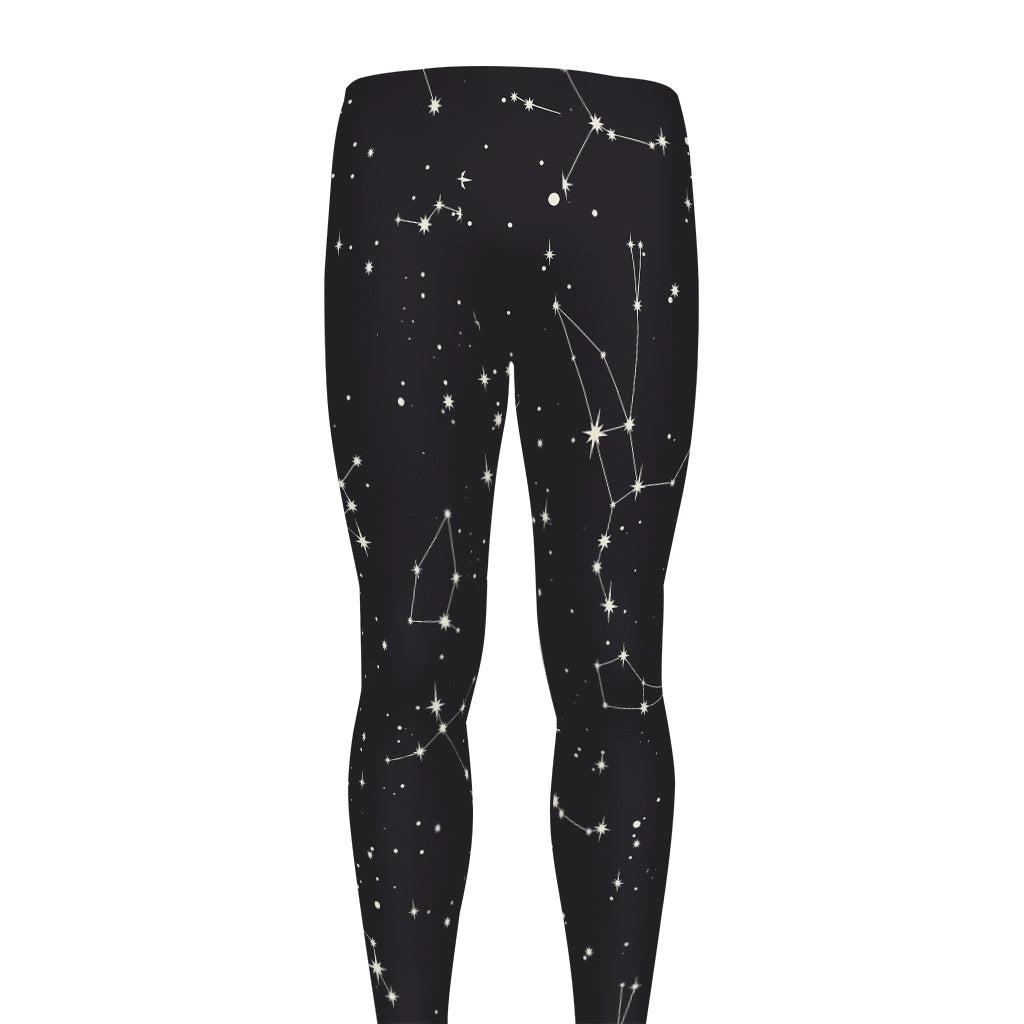 Black And White Zodiac Stars Print Men's leggings