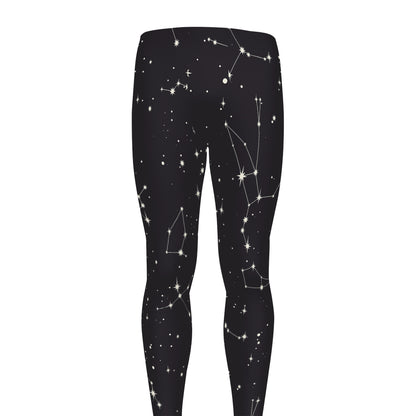 Black And White Zodiac Stars Print Men's leggings