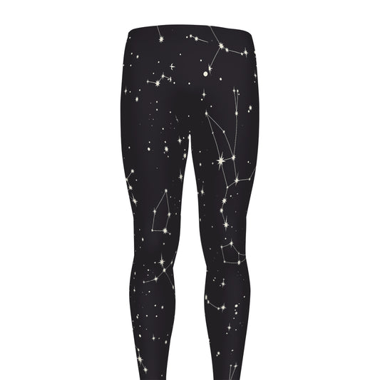 Black And White Zodiac Stars Print Men's leggings
