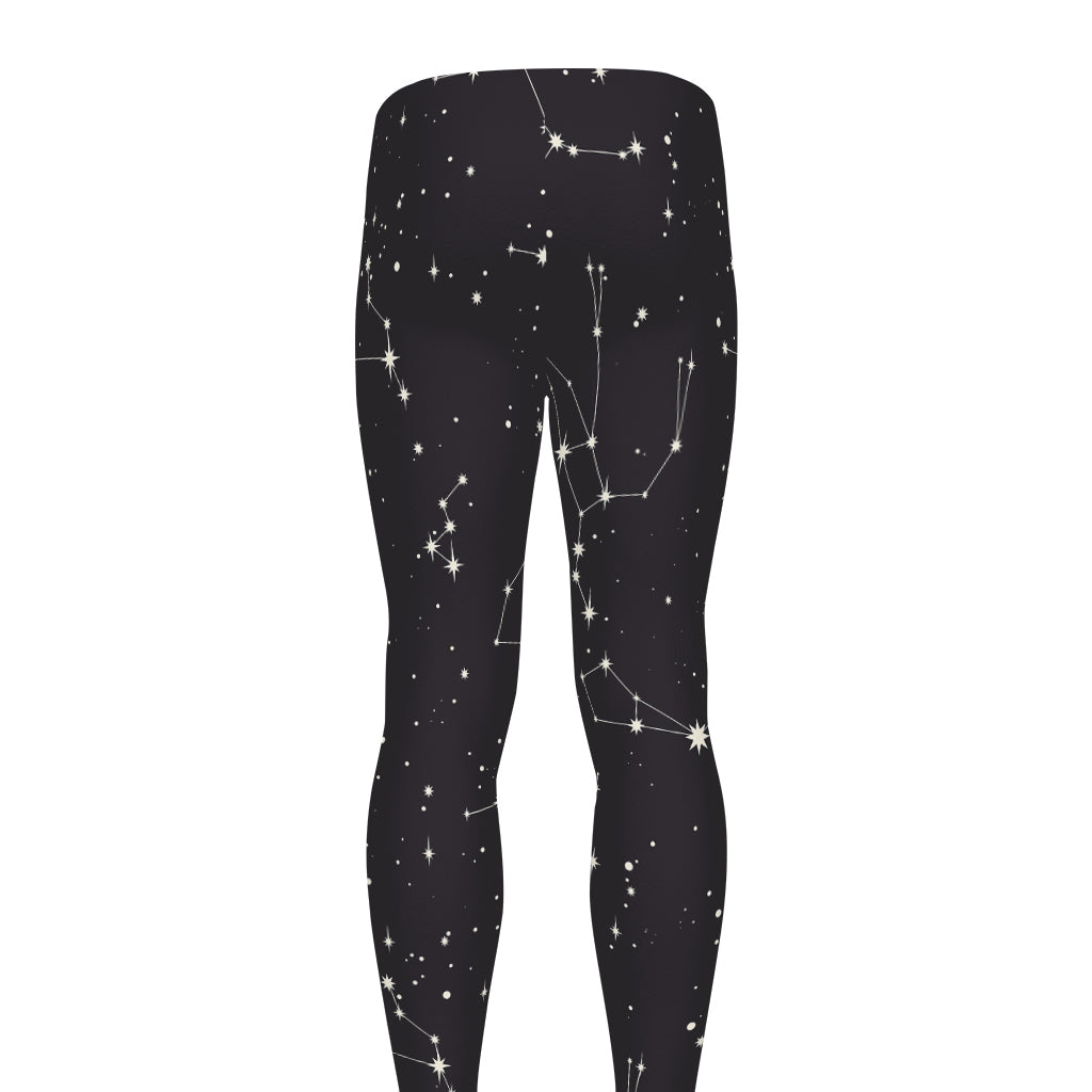 Black And White Zodiac Stars Print Men's leggings