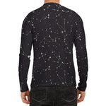 Black And White Zodiac Stars Print Men's Long Sleeve Rash Guard