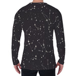 Black And White Zodiac Stars Print Men's Long Sleeve T-Shirt