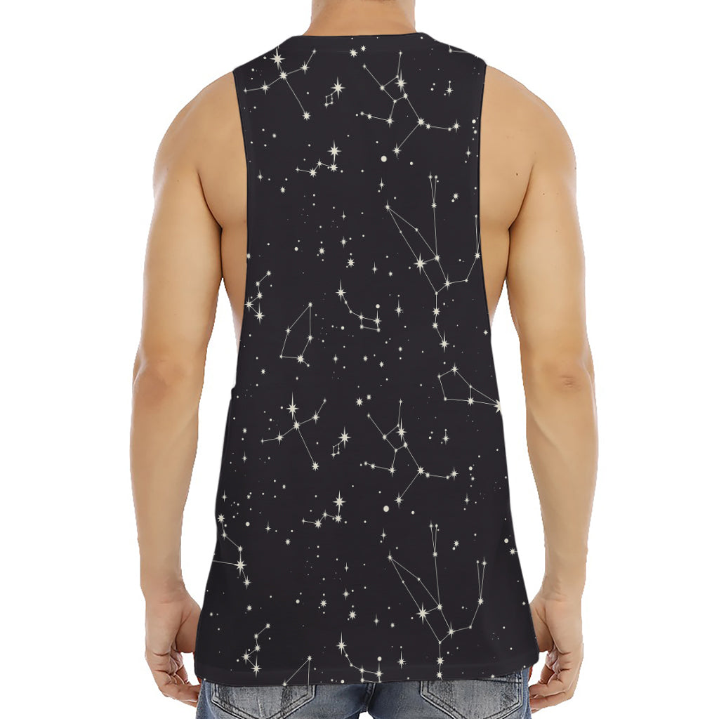 Black And White Zodiac Stars Print Men's Muscle Tank Top