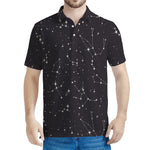 Black And White Zodiac Stars Print Men's Polo Shirt