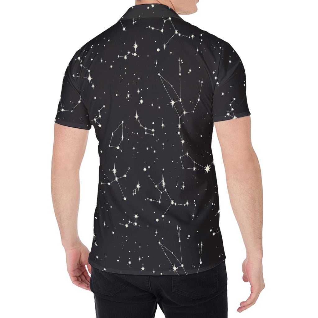 Black And White Zodiac Stars Print Men's Shirt