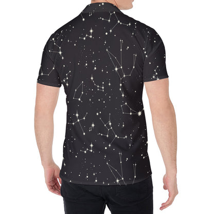 Black And White Zodiac Stars Print Men's Shirt