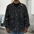 Black And White Zodiac Stars Print Men's Shirt Jacket