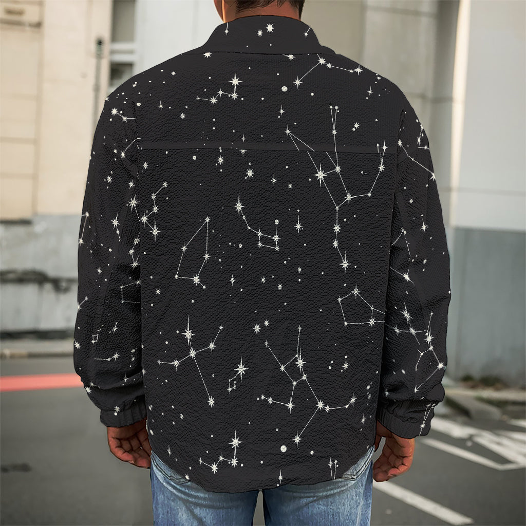 Black And White Zodiac Stars Print Men's Shirt Jacket