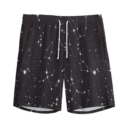 Black And White Zodiac Stars Print Men's Sports Shorts