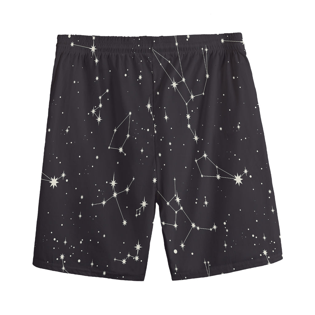 Black And White Zodiac Stars Print Men's Sports Shorts