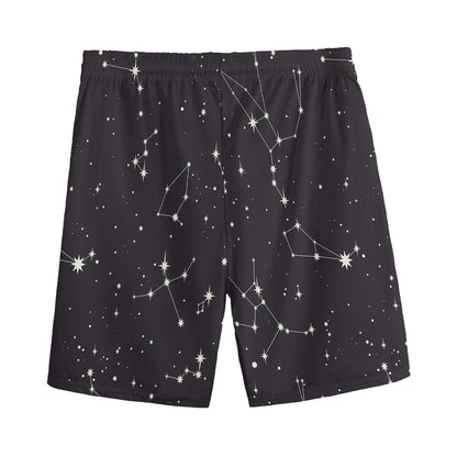 Black And White Zodiac Stars Print Men's Sports Shorts