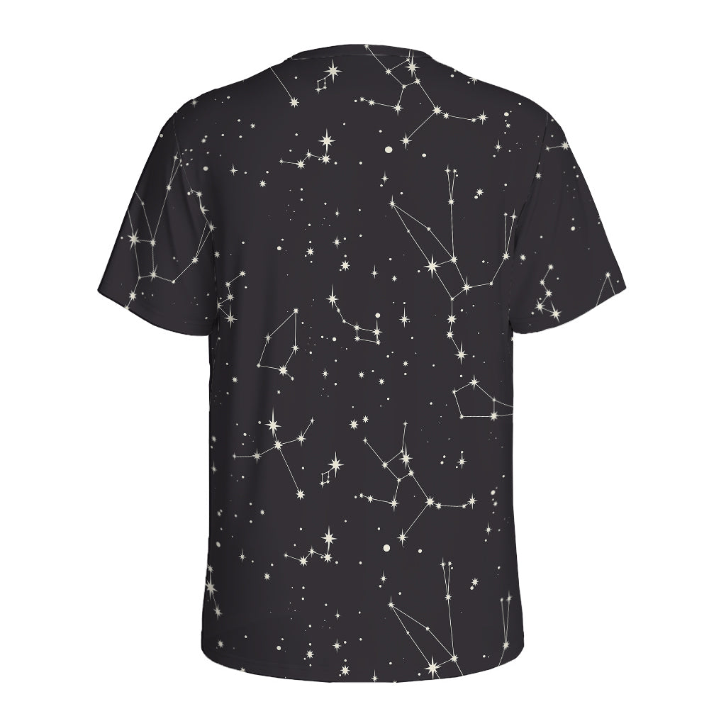 Black And White Zodiac Stars Print Men's Sports T-Shirt