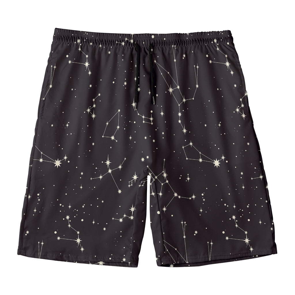 Black And White Zodiac Stars Print Men's Swim Trunks