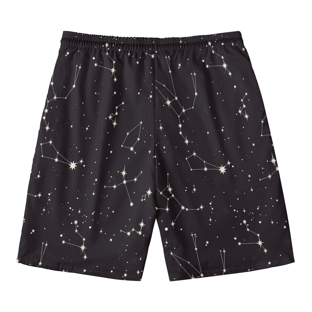 Black And White Zodiac Stars Print Men's Swim Trunks