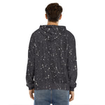 Black And White Zodiac Stars Print Men's Velvet Pullover Hoodie