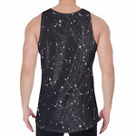 Black And White Zodiac Stars Print Men's Velvet Tank Top