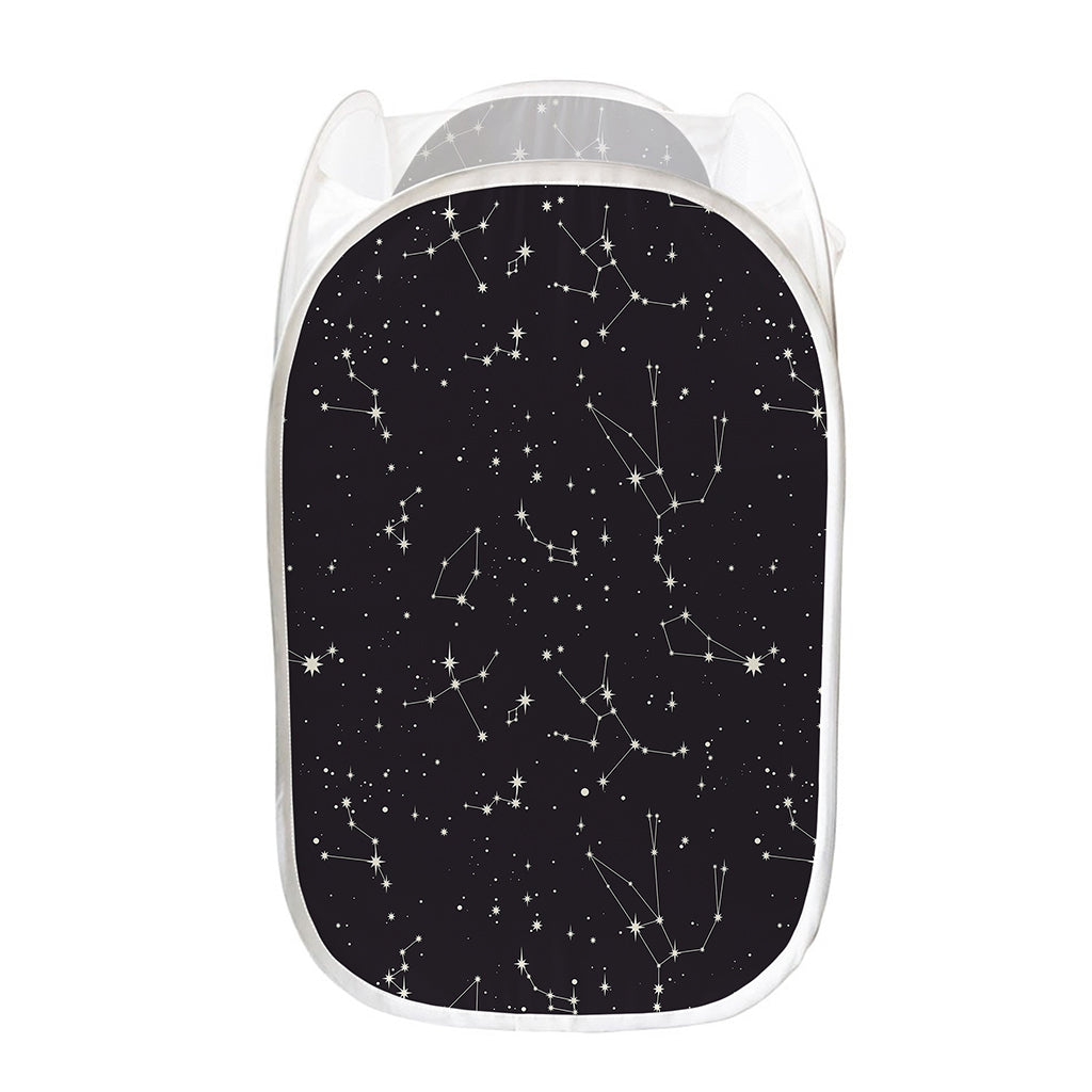 Black And White Zodiac Stars Print Mesh Laundry Hamper