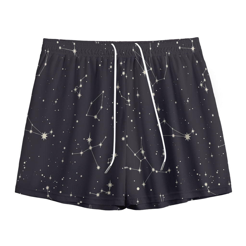 Black And White Zodiac Stars Print Mesh Shorts