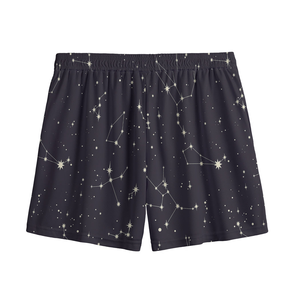 Black And White Zodiac Stars Print Mesh Shorts