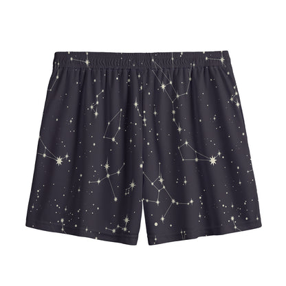 Black And White Zodiac Stars Print Mesh Shorts
