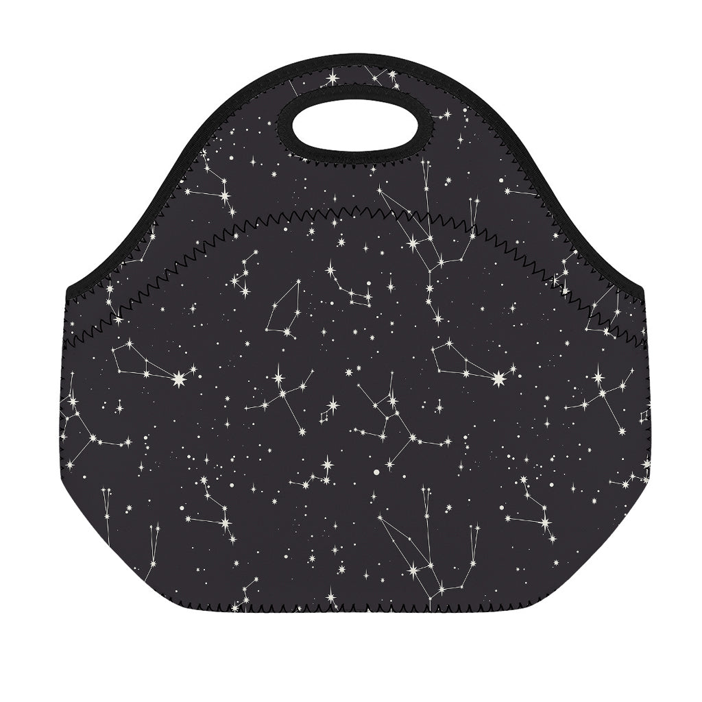 Black And White Zodiac Stars Print Neoprene Lunch Bag