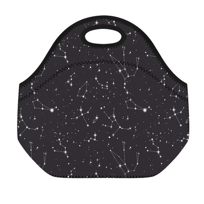 Black And White Zodiac Stars Print Neoprene Lunch Bag